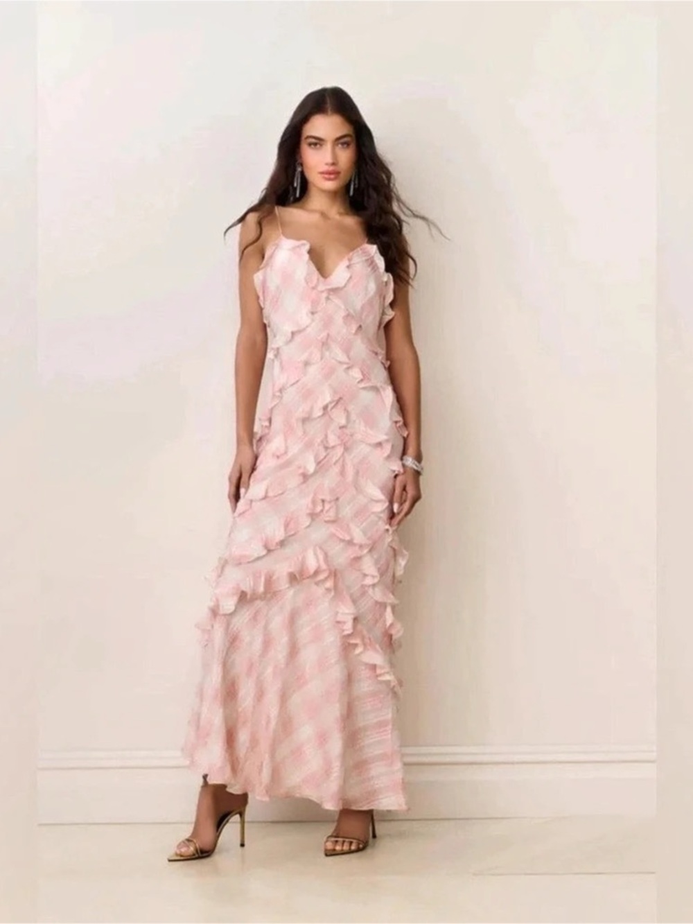 Gingham Ruffle Maxi Dress in Pink New Loveshackfancy Ellietta Tartan Ruffle